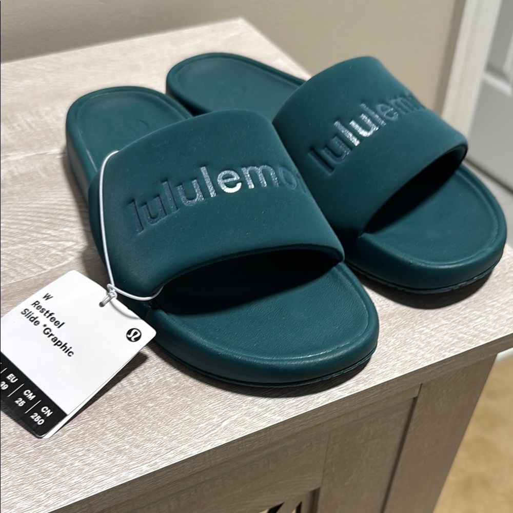 lululemon athletica Teal Slide Sandals